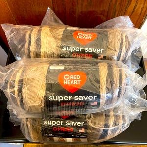 5 skeins of Red Heart yarn in the color of Hickory ombré  ( brown/tan).